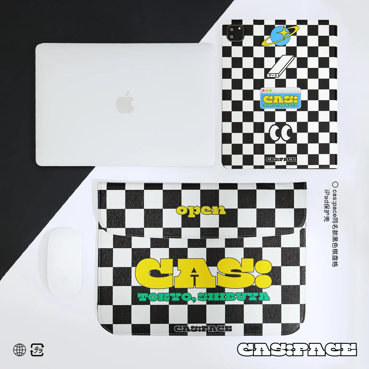 cas:pace 22S/S 「黒白チェッカー」パソコンバッグ - cas:pace 殼空間